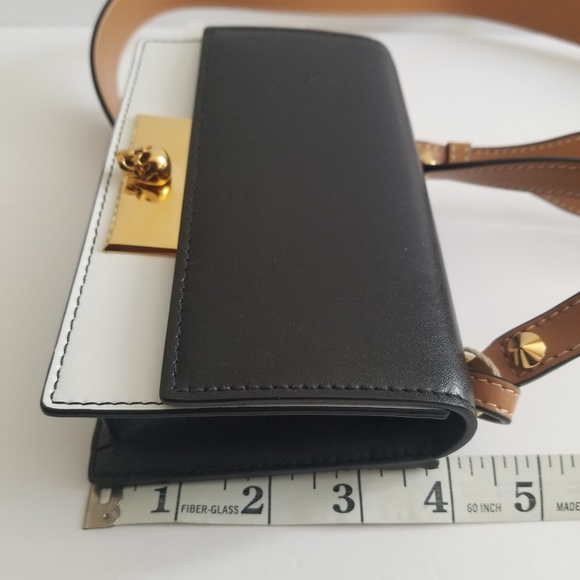 Alexander McQueen Skull Color Block Leather Crossbody Black White Brown … - Picture 9 of 12